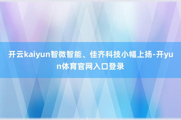 开云kaiyun智微智能、佳齐科技小幅上扬-开yun体育官网入口登录