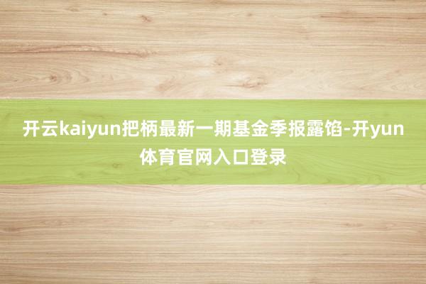 开云kaiyun把柄最新一期基金季报露馅-开yun体育官网入口登录