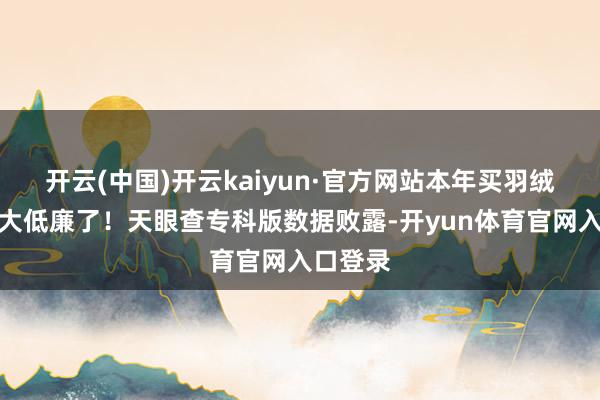开云(中国)开云kaiyun·官方网站本年买羽绒服捡到大低廉了！天眼查专科版数据败露-开yun体育官网入口登录
