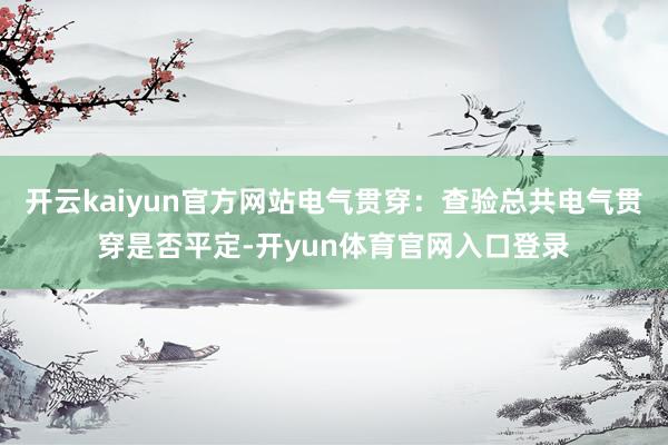 开云kaiyun官方网站电气贯穿：查验总共电气贯穿是否平定-开yun体育官网入口登录