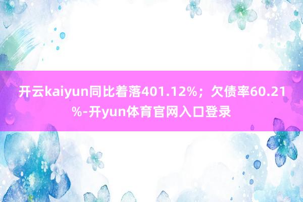 开云kaiyun同比着落401.12%；欠债率60.21%-开yun体育官网入口登录