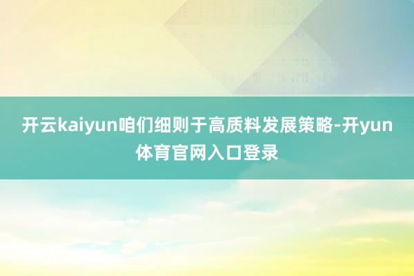 开云kaiyun咱们细则于高质料发展策略-开yun体育官网入口登录