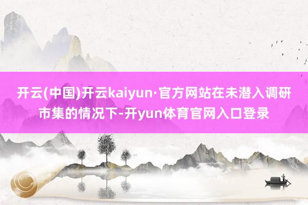 开云(中国)开云kaiyun·官方网站在未潜入调研市集的情况下-开yun体育官网入口登录