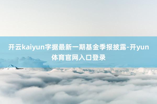 开云kaiyun字据最新一期基金季报披露-开yun体育官网入口登录