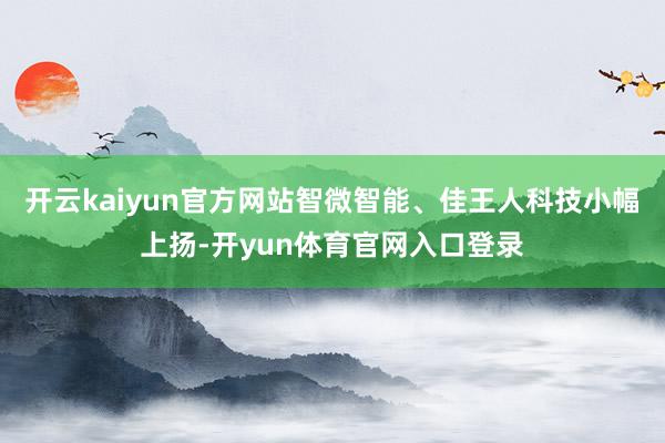 开云kaiyun官方网站智微智能、佳王人科技小幅上扬-开yun体育官网入口登录